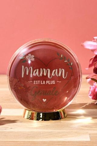 Boule à neige cadre photo "Maman" - Rouge