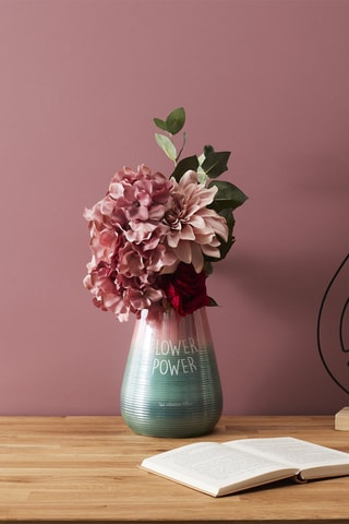 Vase en grès Flower Power - Bleu et rose