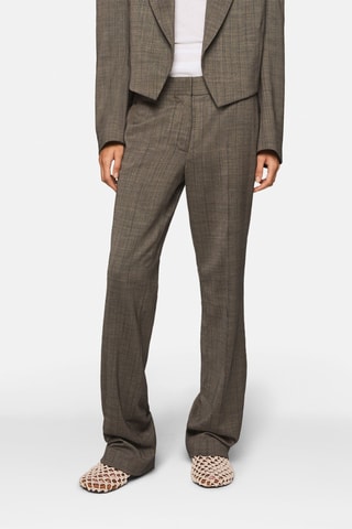 Pantalón recto de lana - Marrón