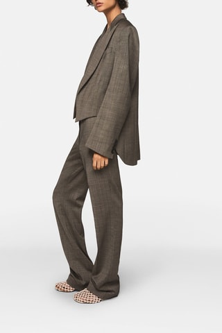 Pantalón recto de lana - Marrón