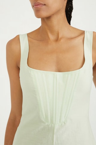 Vestido corto de lino sin mangas - Verde pastel