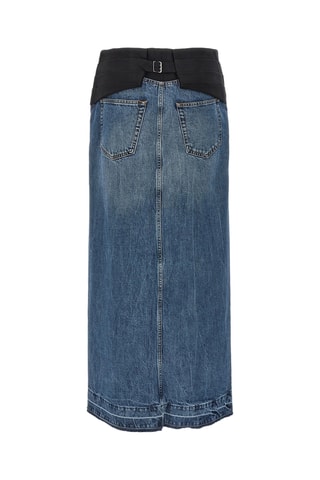 Falda larga de talle alto - Azul