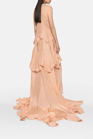 Vestido largo de seda sin mangas - Melocotón