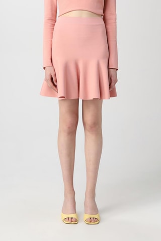 Falda evasé de talle alto - Rosa