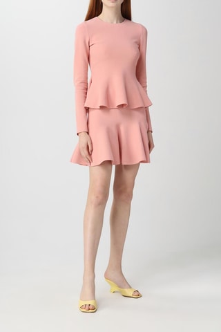 Falda evasé de talle alto - Rosa