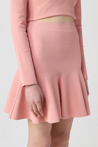 Falda evasé de talle alto - Rosa