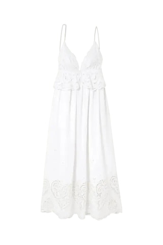 Vestido largo de lino sin mangas - Blanco