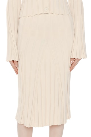 Falda midi plisada - Beige