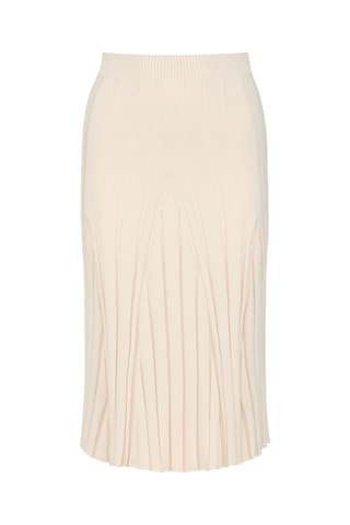 Falda midi plisada - Beige