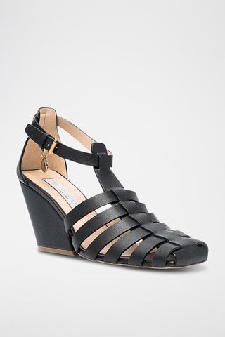 Sandalias de tacón de cuña - Negro