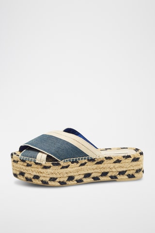 Sandalias con plataforma - Beige y azul