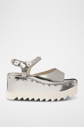 Sandalias de tacón con plataforma - Plateado