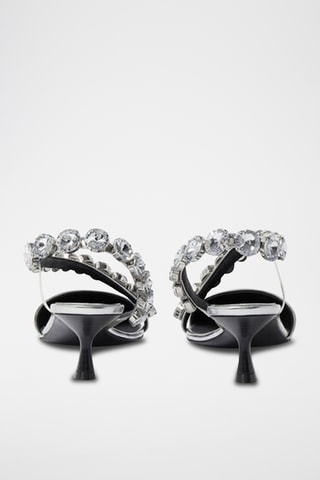 Zapatos con brillo de tacón - Plateado