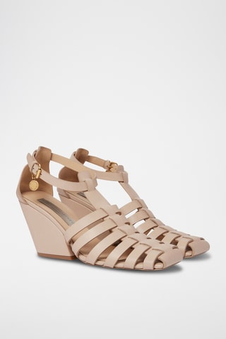 Sandalias de tacón de cuña - Beige