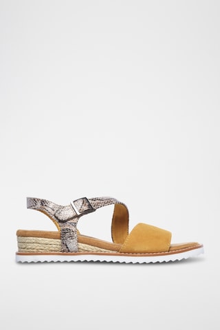 Sandales compensées en cuir - Jaune