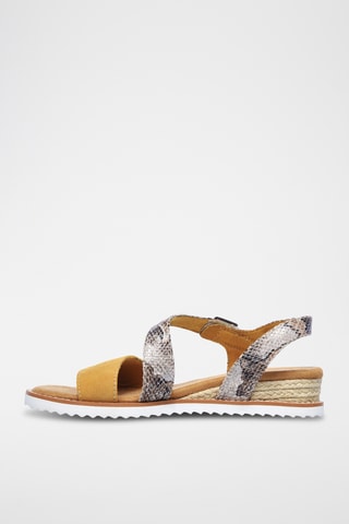 Sandales compensées en cuir - Jaune