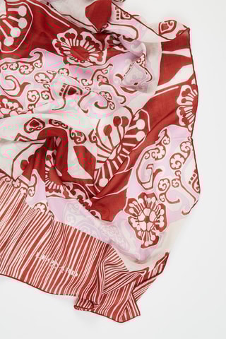 Fular de cachemir y seda Lara - Rojo y rosa