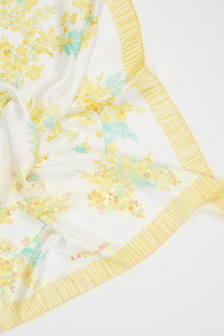 Pañuelo de seda Linda - Blanco y amarillo