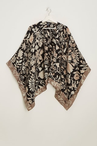 Wollen en Zijden Poncho Marta - Bruin en Zwart