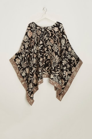 Wollen en Zijden Poncho Marta - Bruin en Zwart