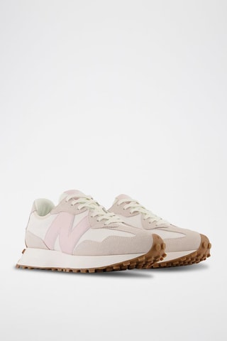 Zapatillas de nobuk 327 - Blanco y rosa empolvado - New Balance