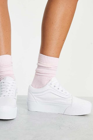 Zapatillas de piel con plataforma Old Skool Stackform - Blanco - Vans