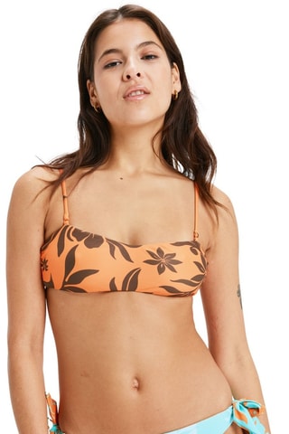 Sujetador de bikini reversible - Naranja y marrón