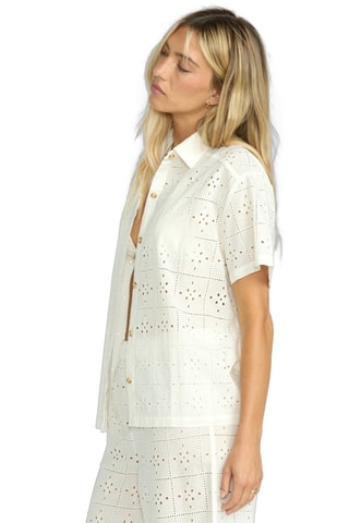 Camisa oversize de playa con bordado inglés - Blanco