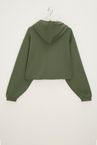 Sudadera corta con capucha - Caqui