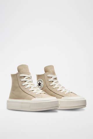 Sneakers de corte alto de nobuk - Marrón claro y blanco - Converse