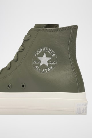 Sneakers de entrenamiento de piel con plataforma - Caqui y blanco - Converse