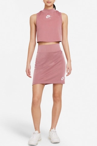 Falda recta de terciopelo - Rosa viejo y blanco - Nike