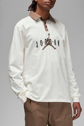 Polo de rugby - Blanco y marrón - Jordan