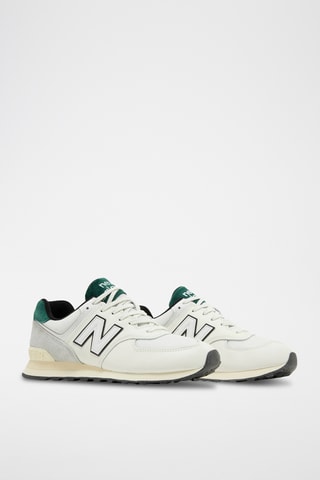 Zapatillas de piel - Crudo y verde oscuro - New Balance