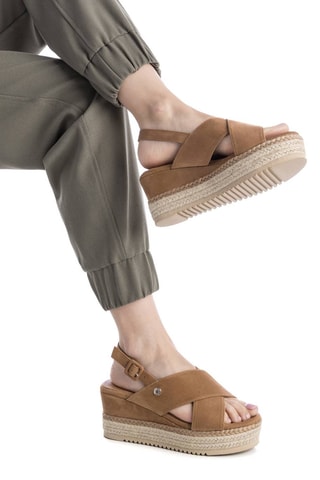 Sandales compensées - Camel