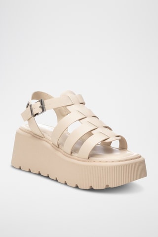 Sandales compensées - Beige