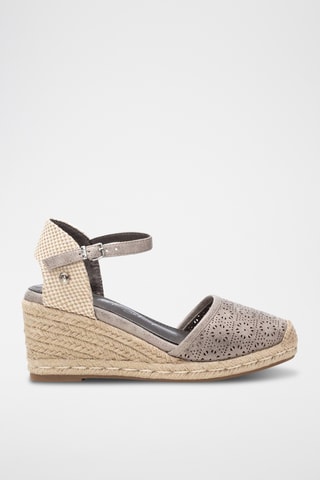 Espadrilles compensées - Gris foncé et beige