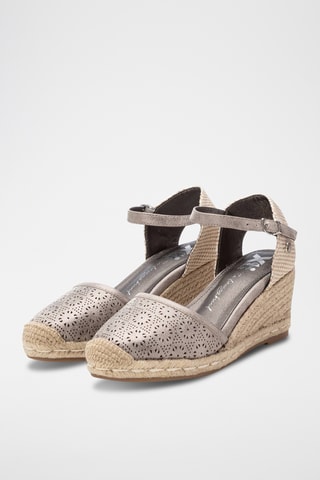 Espadrilles compensées - Gris foncé et beige