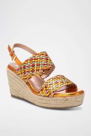 Sandales compensées - Orange et rouge