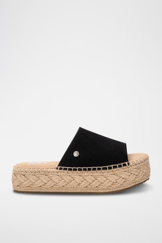 Mules plateformes en nubuck - Noir