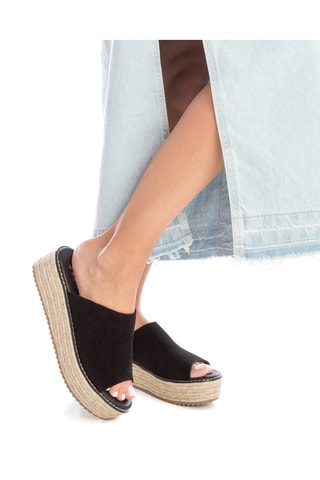 Sandales plateformes en nubuck - Noir