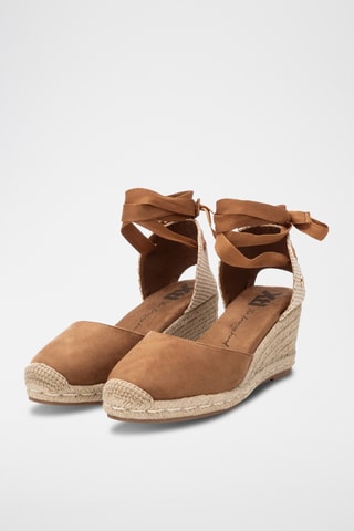 Espadrilles compensées - Camel et écru