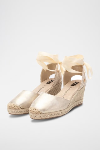 Espadrilles compensées - Doré et écru