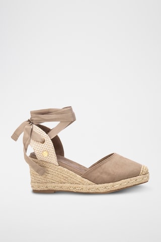Espadrilles compensées - Taupe et écru