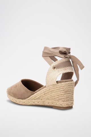 Espadrilles compensées - Taupe et écru