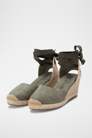 Espadrilles compensées - Kaki et écru