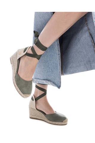 Espadrilles compensées - Kaki et écru