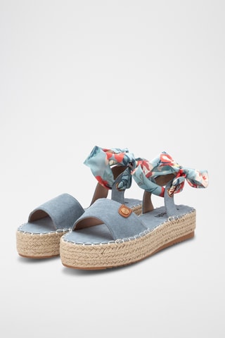 Sandales plateformes en jean - Bleu