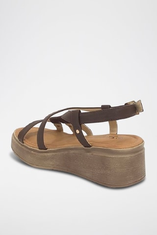Sandali con zeppa - Marrone