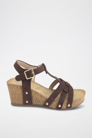 Sandali con zeppa - Marrone